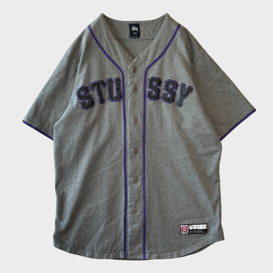 00's Stussy ステューシー ベースボールシャツ グレー (XL)/B3940S-SO