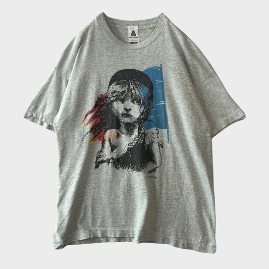 90's DEWYNTERS Les Miserables レ・ミゼラブル London コゼット ミュージカル Tシャツ グレー (L) /C0397T-SO