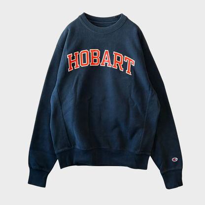 00's Champion チャンピオン REVERSE WEAVE リバースウィーブ HOBART 両面プリント カレッジスウェット ネイビー (S) /A8135S-SO