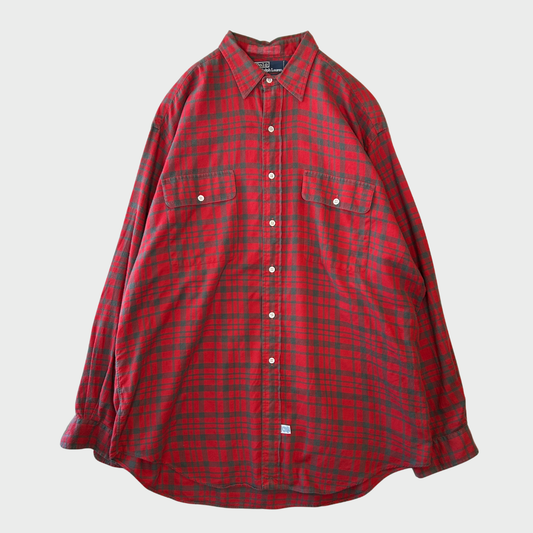 00's  Ralph Lauren  オンブレチェックシャツ 赤 L /B2897SH-SO