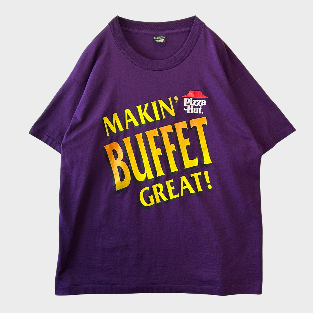 90's Pizza Hut ピザハット アドバタイジングTシャツ パープル(XL)/C1072T-SO