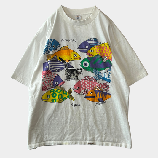 90's Crazy Shirt ”クリバンキャット" プリントTシャツ スーベニア ハワイ 白(L)/C0707T-SO