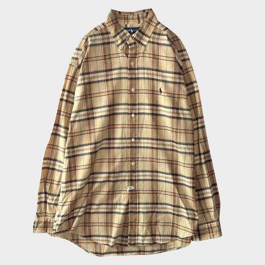 00's Ralph Lauren BLAKE ラルフローレン チェックシャツ ベージュ黒橙 (L)/A8008S-SO