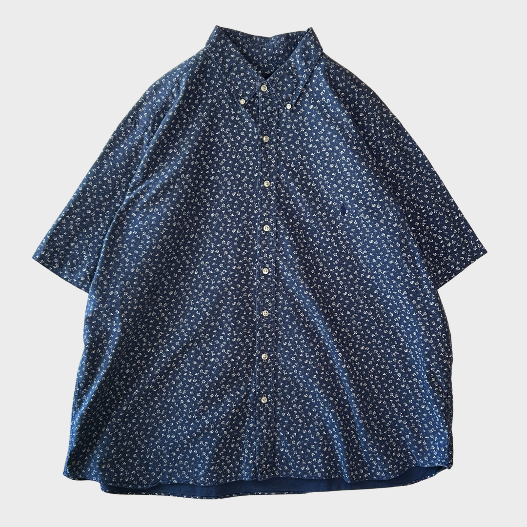 00's Polo by Ralph Lauren ラルフローレン ボタンダウン 総柄フローラル柄 半袖シャツ(2XB 3XL-4XL相当)/B2490SH-S