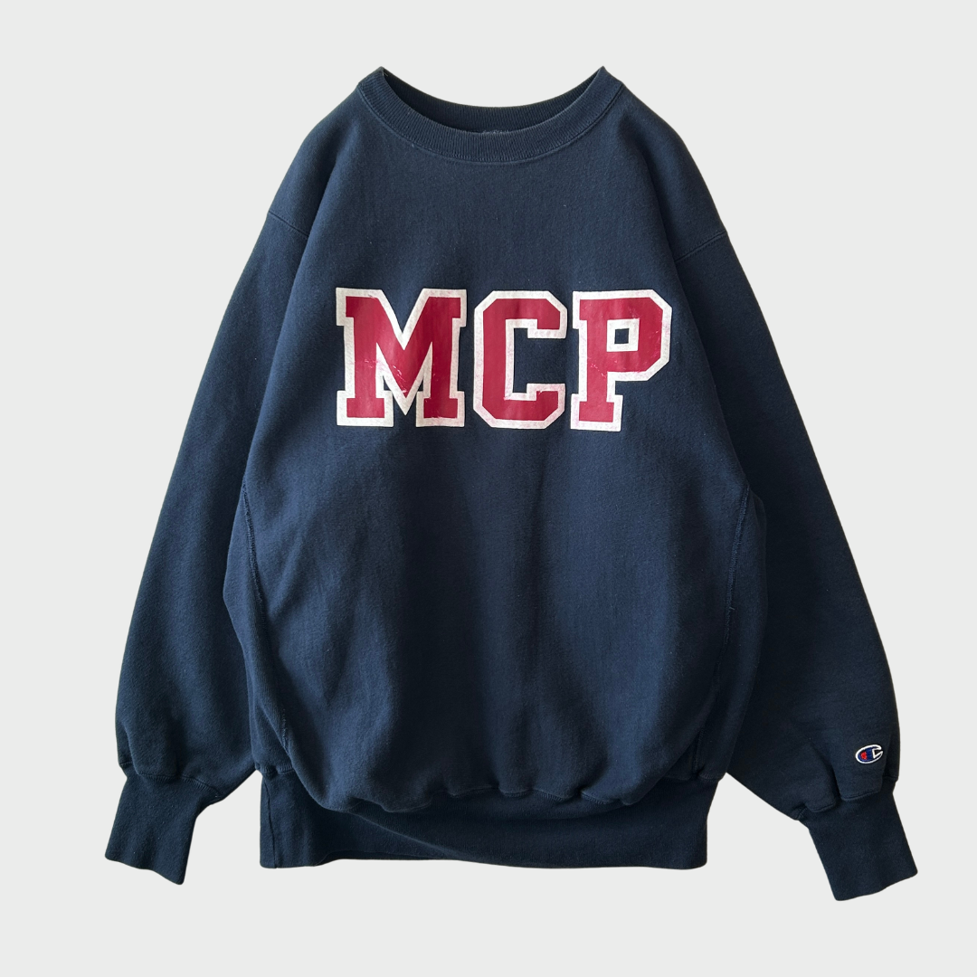 90's Champion ReverseWeave リバースウィーブ "MCP" カレッジスウェットネイビー(XL)/C0610S-SO
