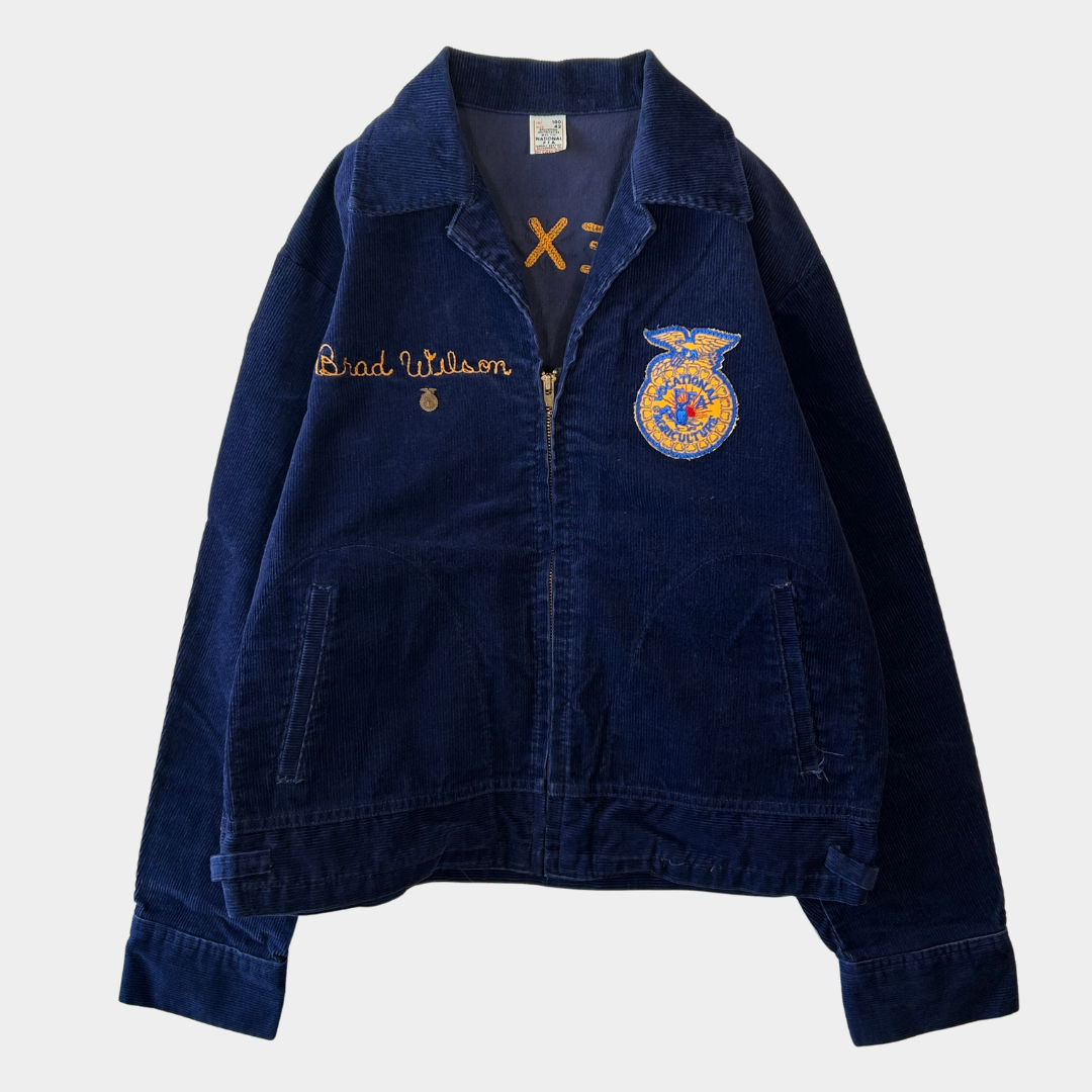 80's FFA ジャケット "TEXAS" コーデュロイ 紺(42)/A9564J-SO