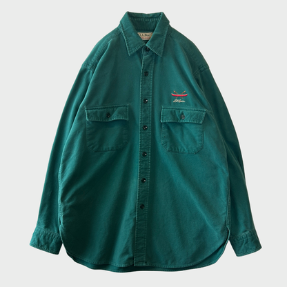 80's L.L.Bean エルエルビーン シャモアクロス シャツ 緑 (推定L）/B4152SH-SO