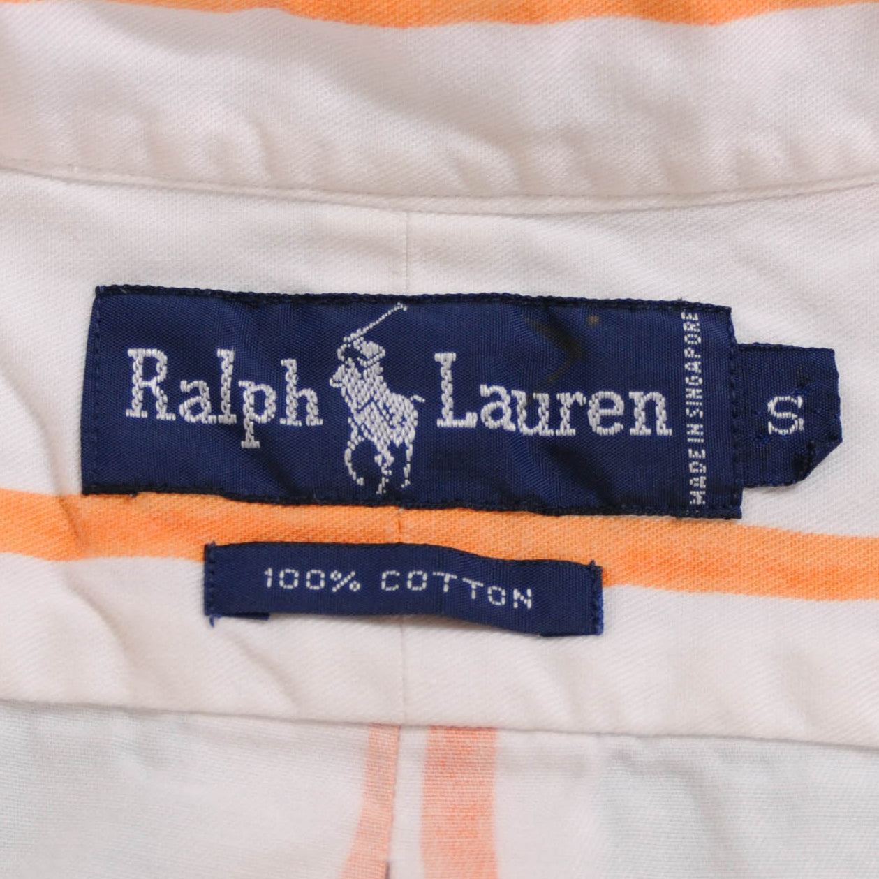 Ralph Lauren ストライプシャツ 白橙 (S)/A4554SH-SO