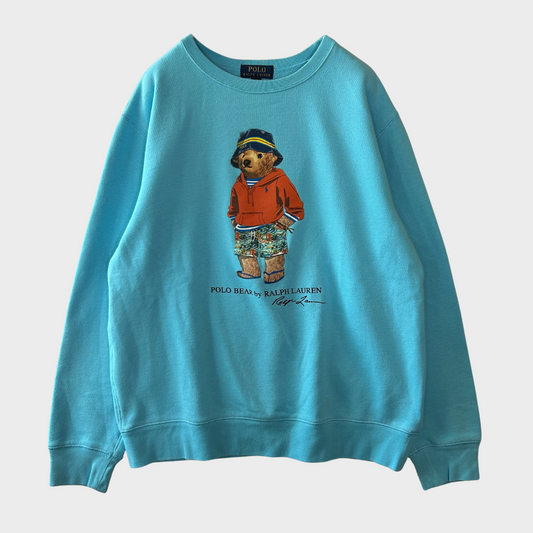 00's Ralph Lauren ラルフローレン ポロベアスウェット 水色 (XL)/B2872S-SO