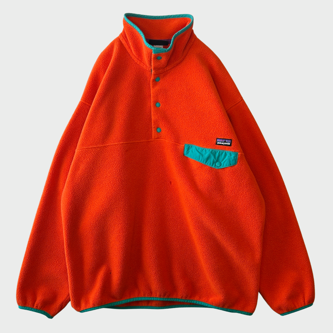 FA13 Patagonia パタゴニア スナップT シンチラ フリース プルオーバー オレンジ ターコイズ (L) /C0226F-SO