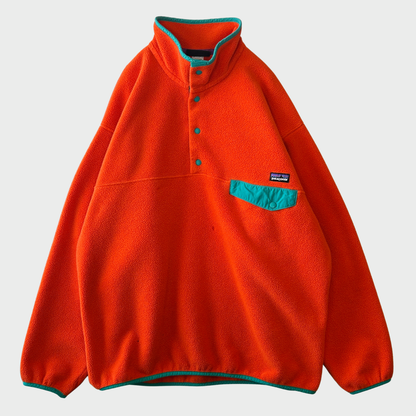 FA13 Patagonia パタゴニア スナップT シンチラ フリース プルオーバー オレンジ ターコイズ (L) /C0226F-SO