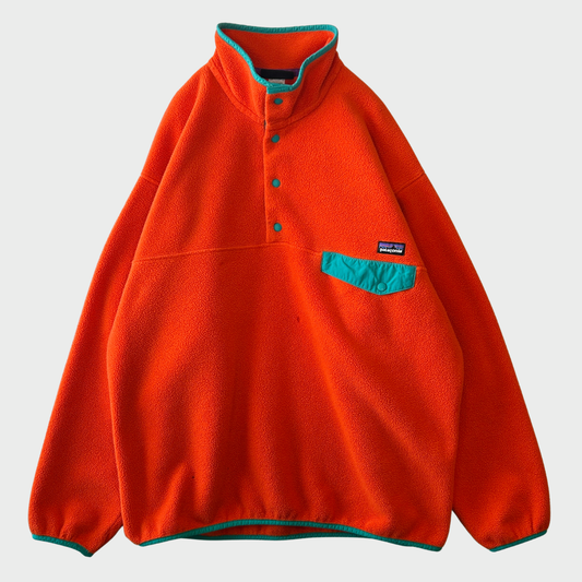 FA13 Patagonia パタゴニア スナップT シンチラ フリース プルオーバー オレンジ ターコイズ (L) /C0226F-SO