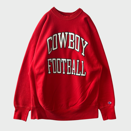 80's Champion Reverse weave リバースウィーブ "COWBOY FOOTBALL" カレッジスウェット 赤 (XXL)/C0657S-SO