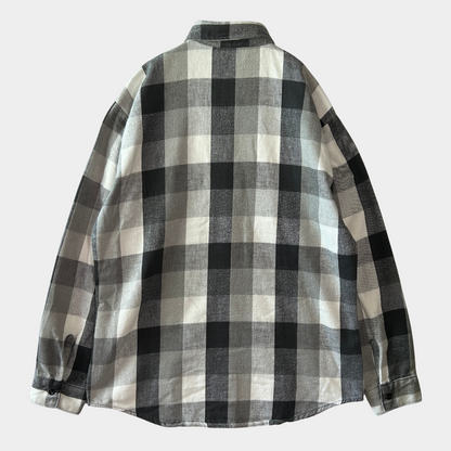 80's ~ RUGGED WEAR flannel shirt ネルシャツ グレー ホワイト ブラック (L)/B1841SH-SO