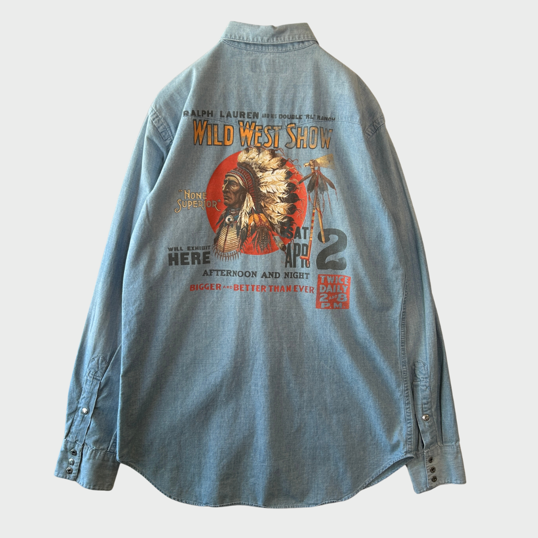 Ralph Lauren ラルフローレン ウエスタンシャツ アイスブルー (M) /A7771SH-SO