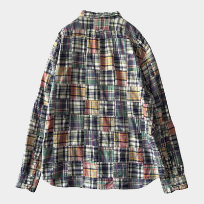 00's J.CREW ”RELAXED FIT" check shirt パッチワーク チェックシャツ (XL)/A7949SH-SO