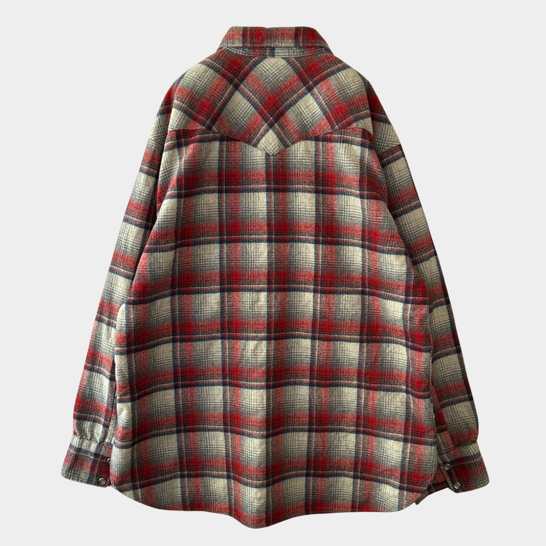 70's Pendleton ペンドルトン ウールチェックウェスタンシャツ 赤白紺(XL)/A8658SH-SO