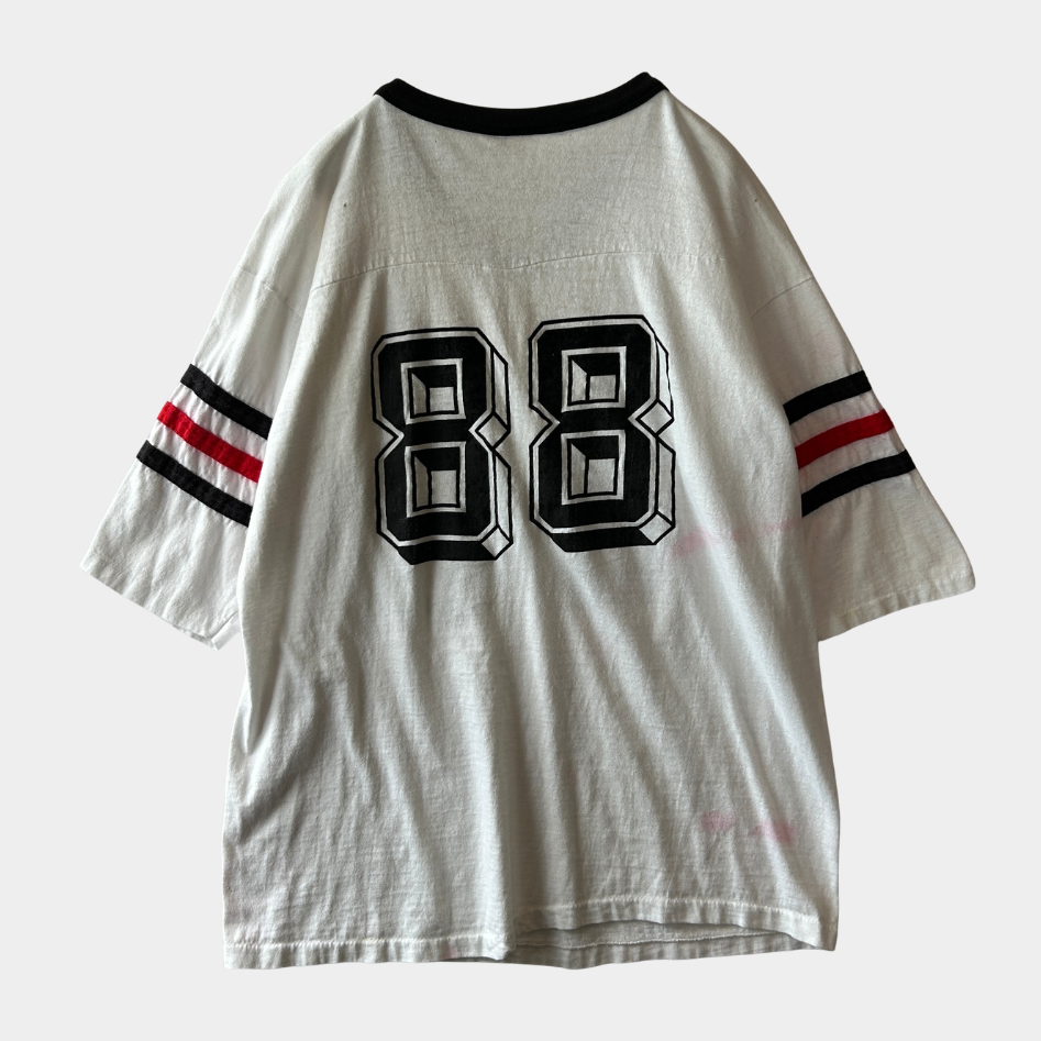 80's Walt Disney World EPCOT CENTER フロッキープリント フットボールTシャツ (XL)/A7626T-SO