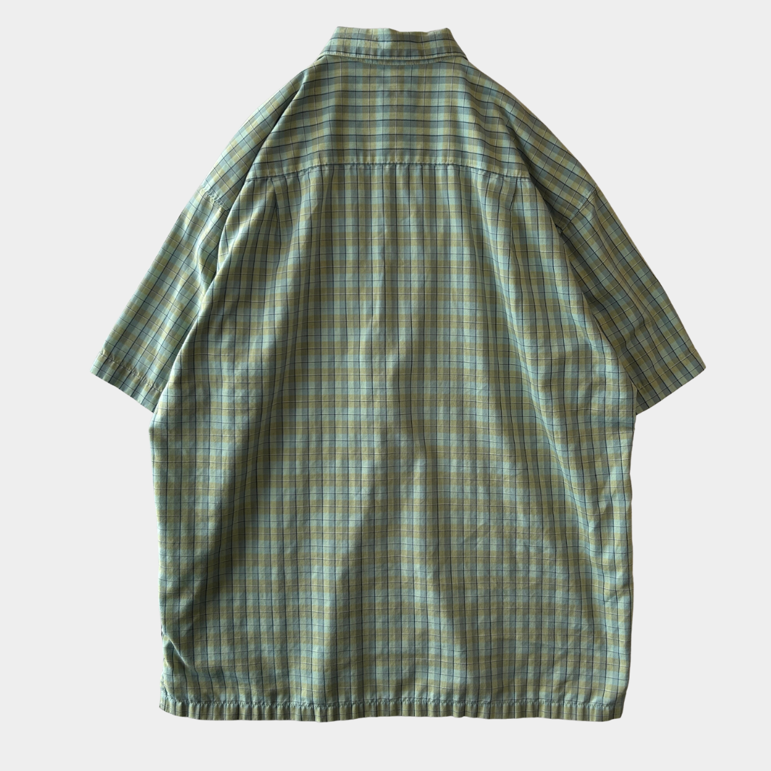 08 Patagonia パタゴニア El Jefe Shirt S/S チェックシャツ グリーン/紺 (M)/C1318SH-SO