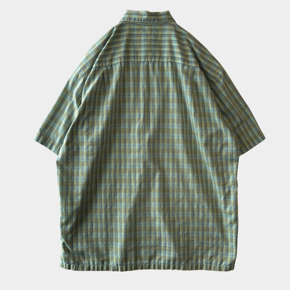 08 Patagonia パタゴニア El Jefe Shirt S/S チェックシャツ グリーン/紺 (M)/C1318SH-SO