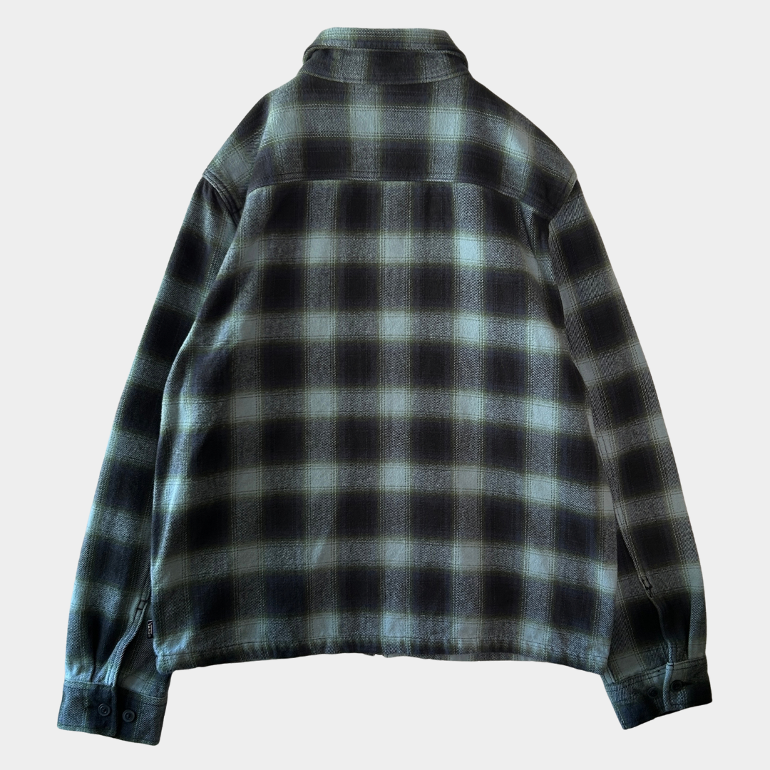 00's VANS オンブレチェック ジップアップジャケット 黒水色 (S)/C1666J-SO