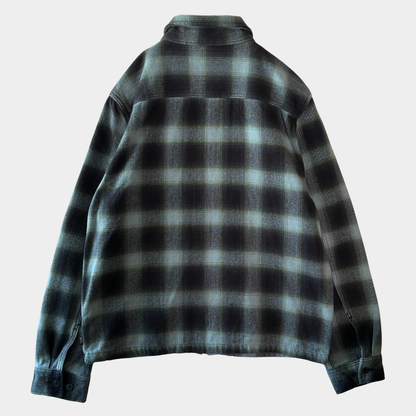 00's VANS オンブレチェック ジップアップジャケット 黒水色 (S)/C1666J-SO