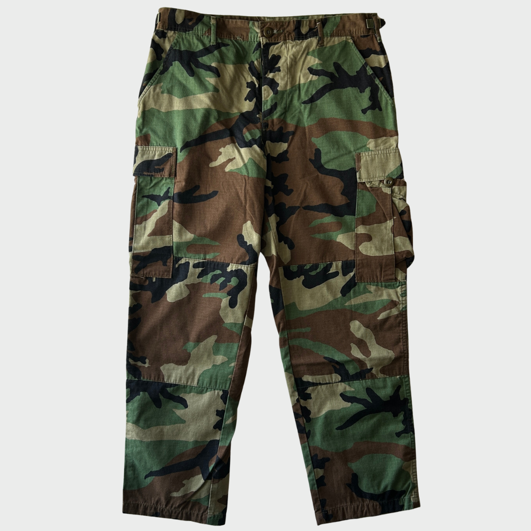 80'sU.S.ARMY ウッドランドカモ コンバットカーゴパンツ (M-S)/B1919P-SO