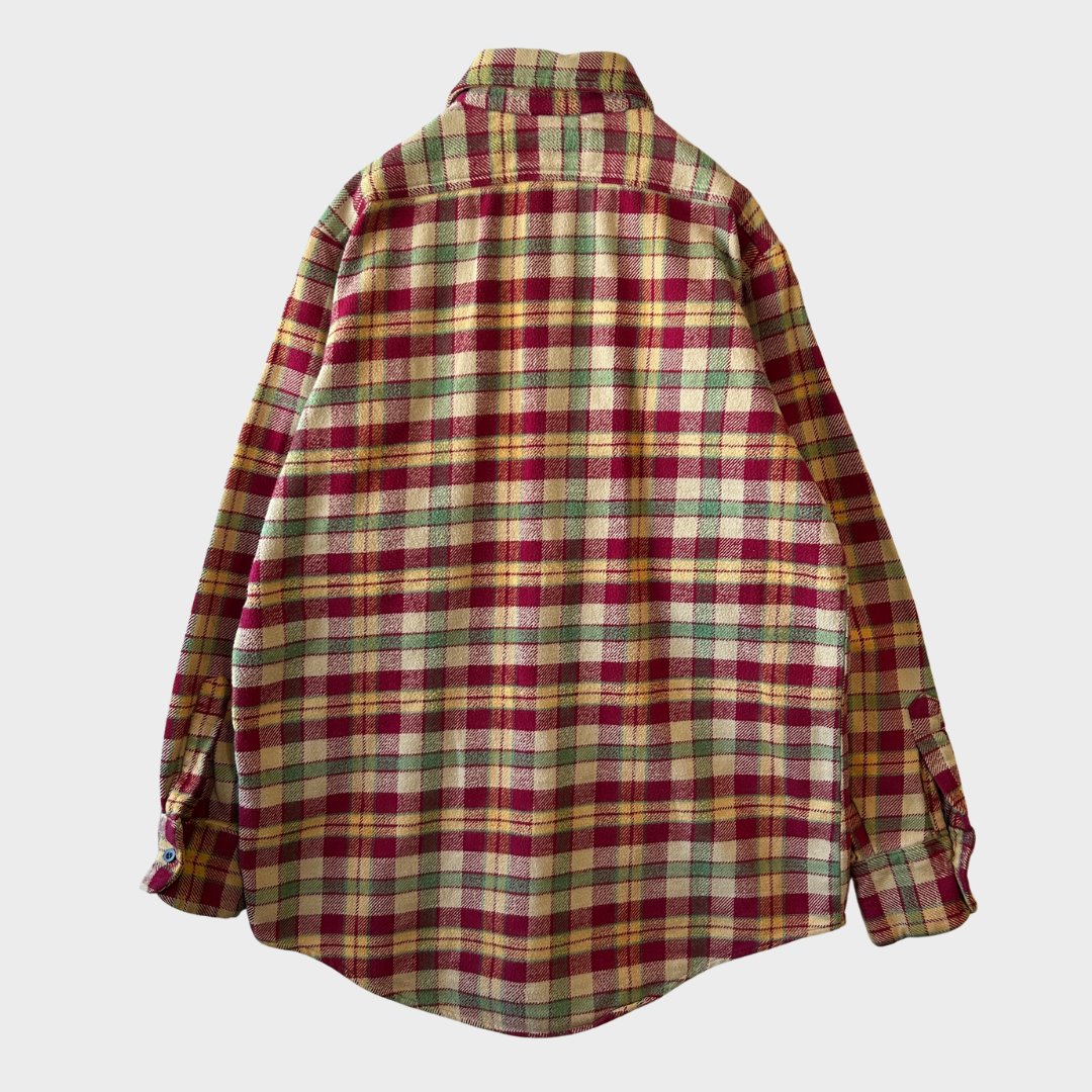 00's VIP  フランネルシャツ ワインレッドベージュ (S) /A8819SH-SO