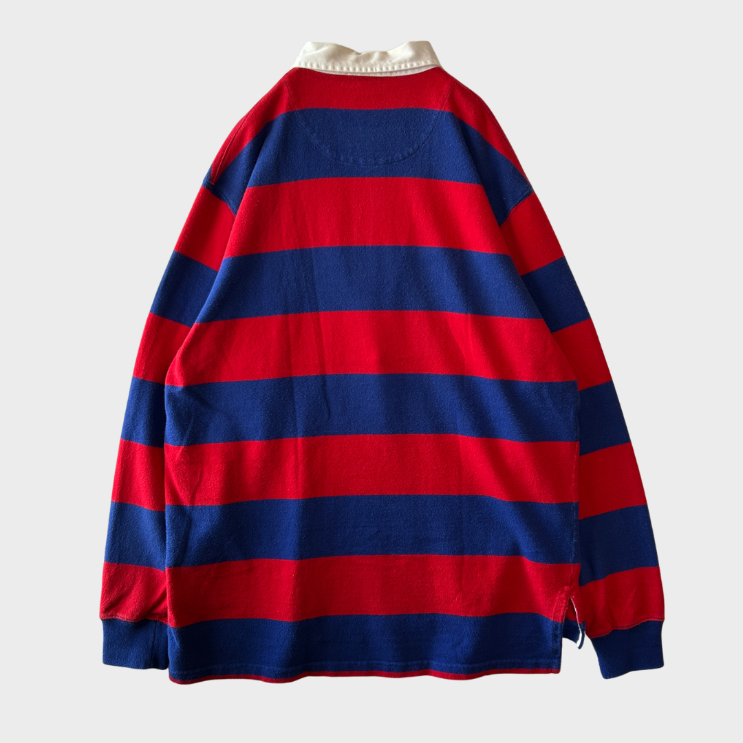 00's Polo by ralph lauren ラルフローレン ボーダーラガーシャツ 赤×ネイビー(L)/B0100T-SO