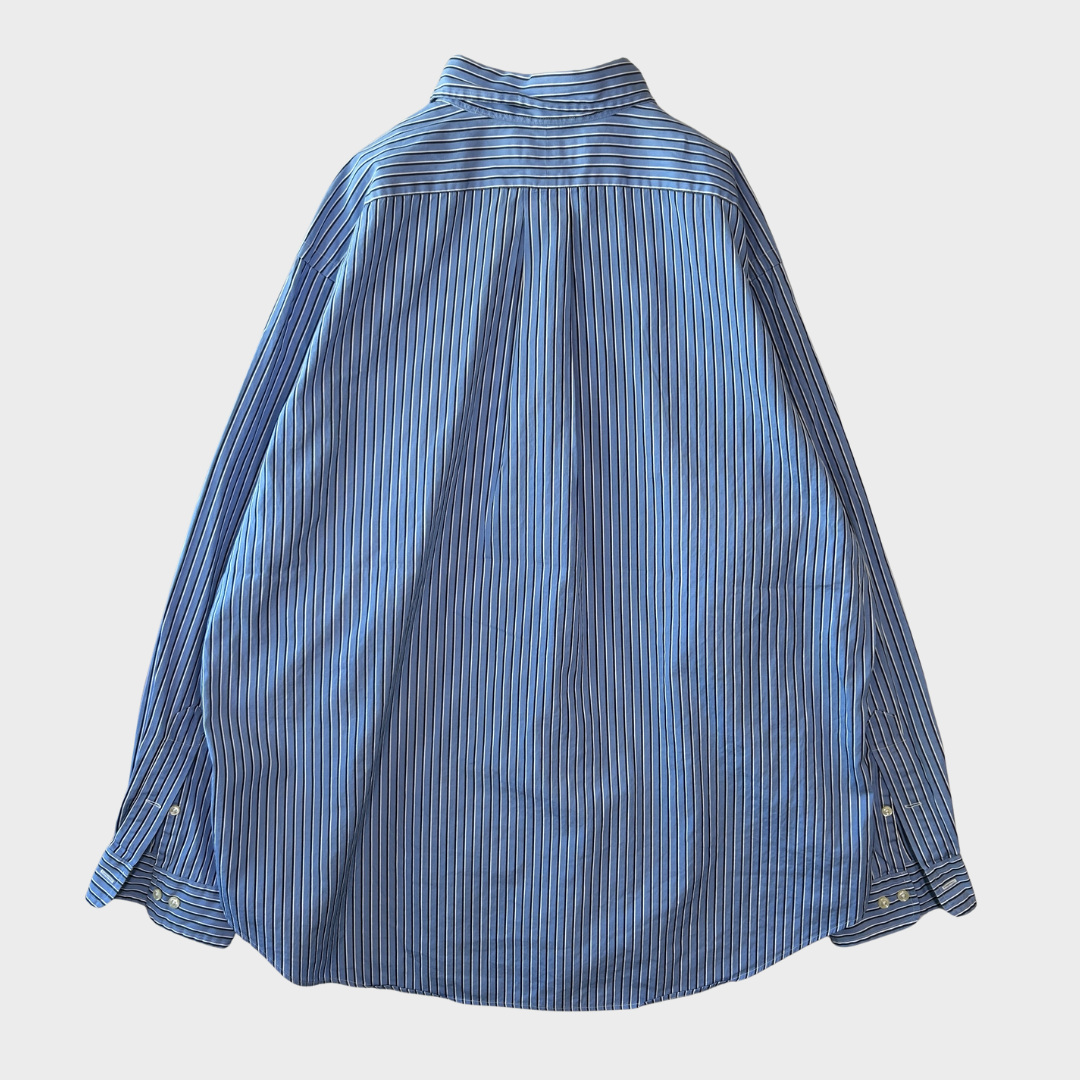 00's Ralph Lauren ラルフローレン ストライプシャツ 青白 (XL)/A7971S-SO