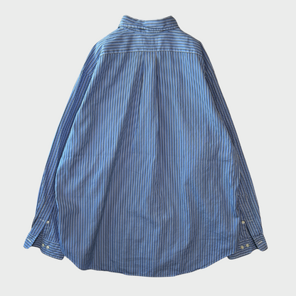 00's Ralph Lauren ラルフローレン ストライプシャツ 青白 (XL)/A7971S-SO