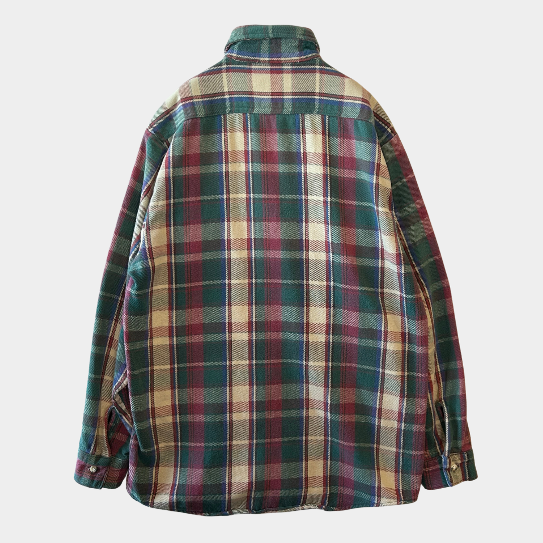 90's Five Brother ファイブブラザー ネルシャツ 紫緑ベージュ(M)/A8506SH-SO