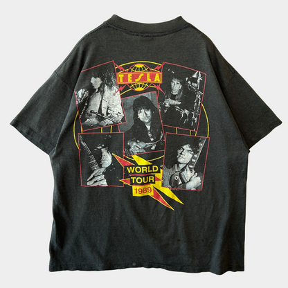 80's TESLA テスラ1989 World Tour Tシャツ 黒(XL)/A6689T-SO