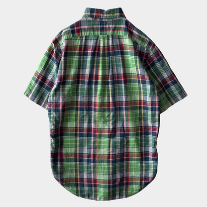 00's Ralph Lauren ラルフローレン 半袖 チェックシャツ 緑白紺 (S)/B2548SH-SO