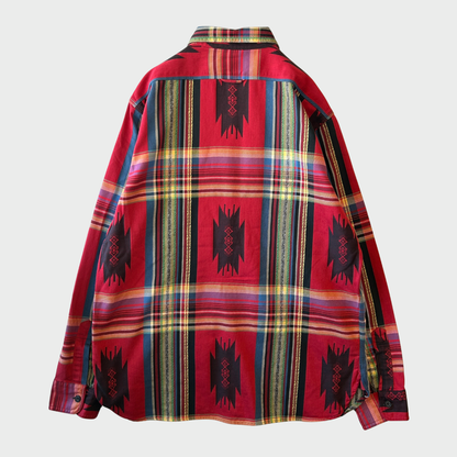 00's Ralph Lauren ラルフローレン ネイティブ柄 長袖 シャツ 赤 (L)/B2869SH-SO