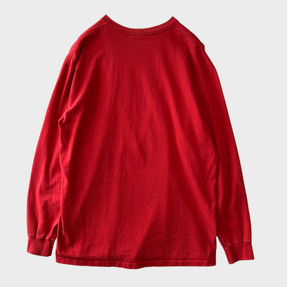 00's Stussy ステューシー スカル プリント ロングTシャツ 赤 (L)/B2074T-SO