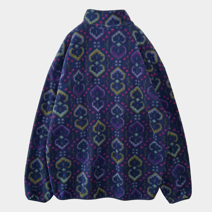 90's Patagonia パタゴニア スナップT タペストリー　総柄フリース インクブルー USA製(XL)/A0759F-SO