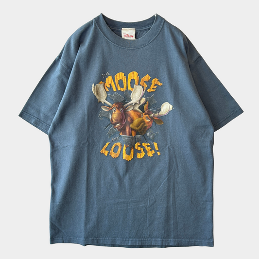 00's  DISNEY  Brother Bear  THE MOOSE ARE LOOSE！プリントTシャツ ネイビー M/B2694T-SO