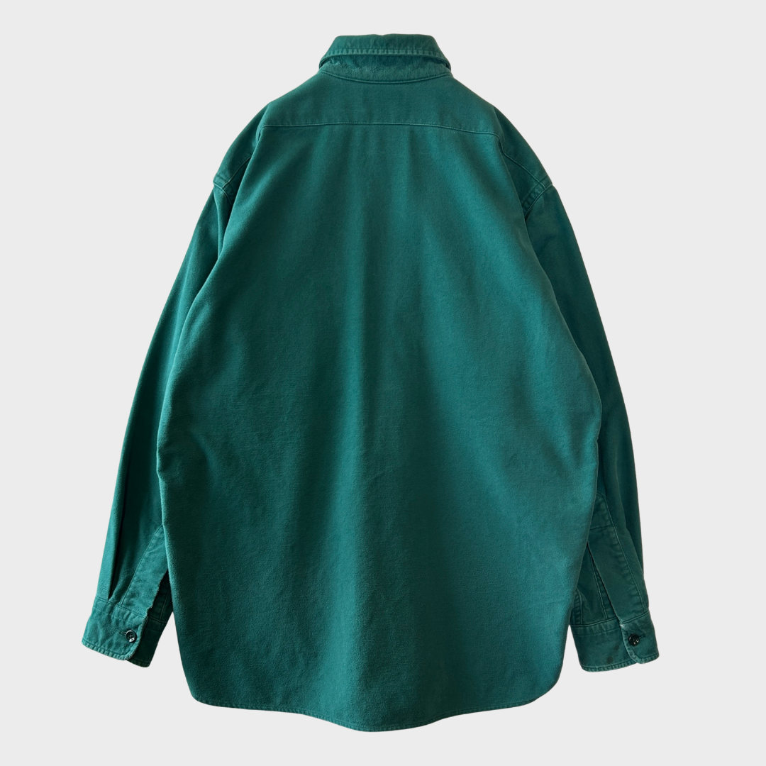 80's L.L.Bean エルエルビーン シャモアクロス シャツ 緑 (推定L）/B4152SH-SO