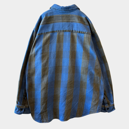 90's ~ NORTH CREST flannel shirt ノースクレスト ネルシャツ ブルー グレー (XL)/A8819SH-SO
