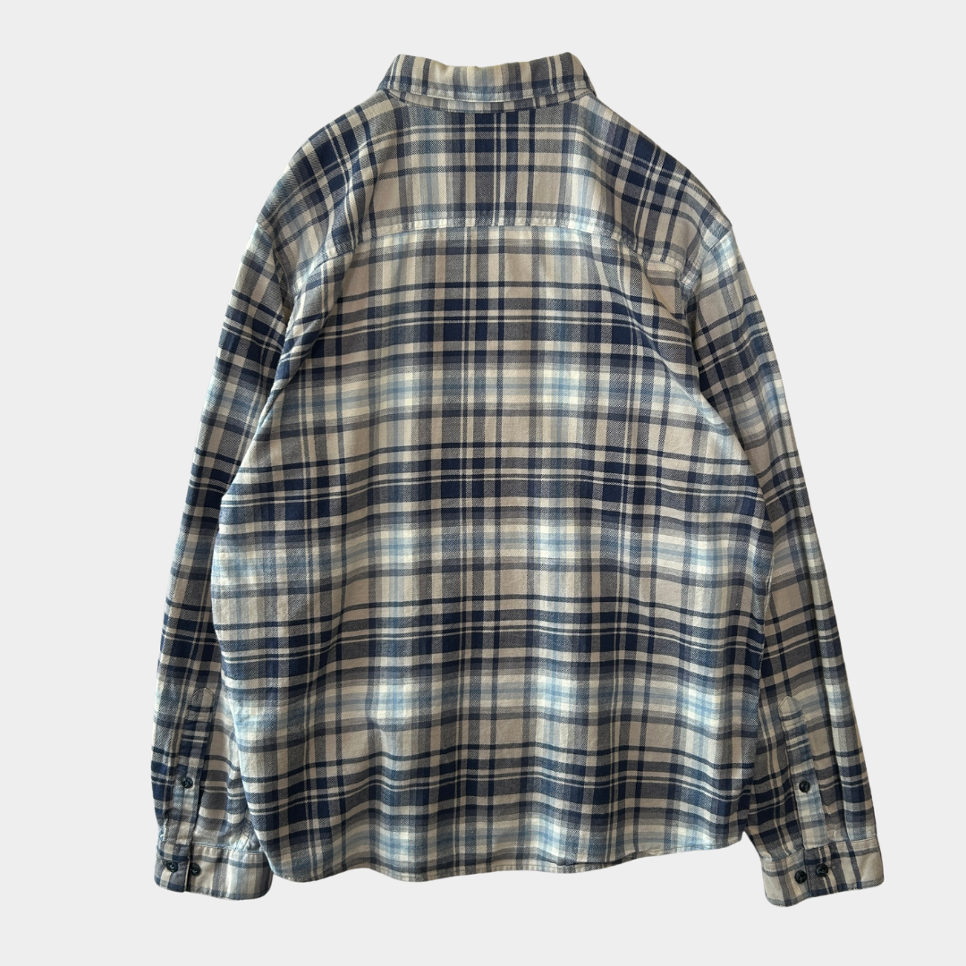 00's Patagonia パタゴニア ライトウェイト　フィヨルドフランネルシャツ 紺白グレー(L)/A8515SH-SO