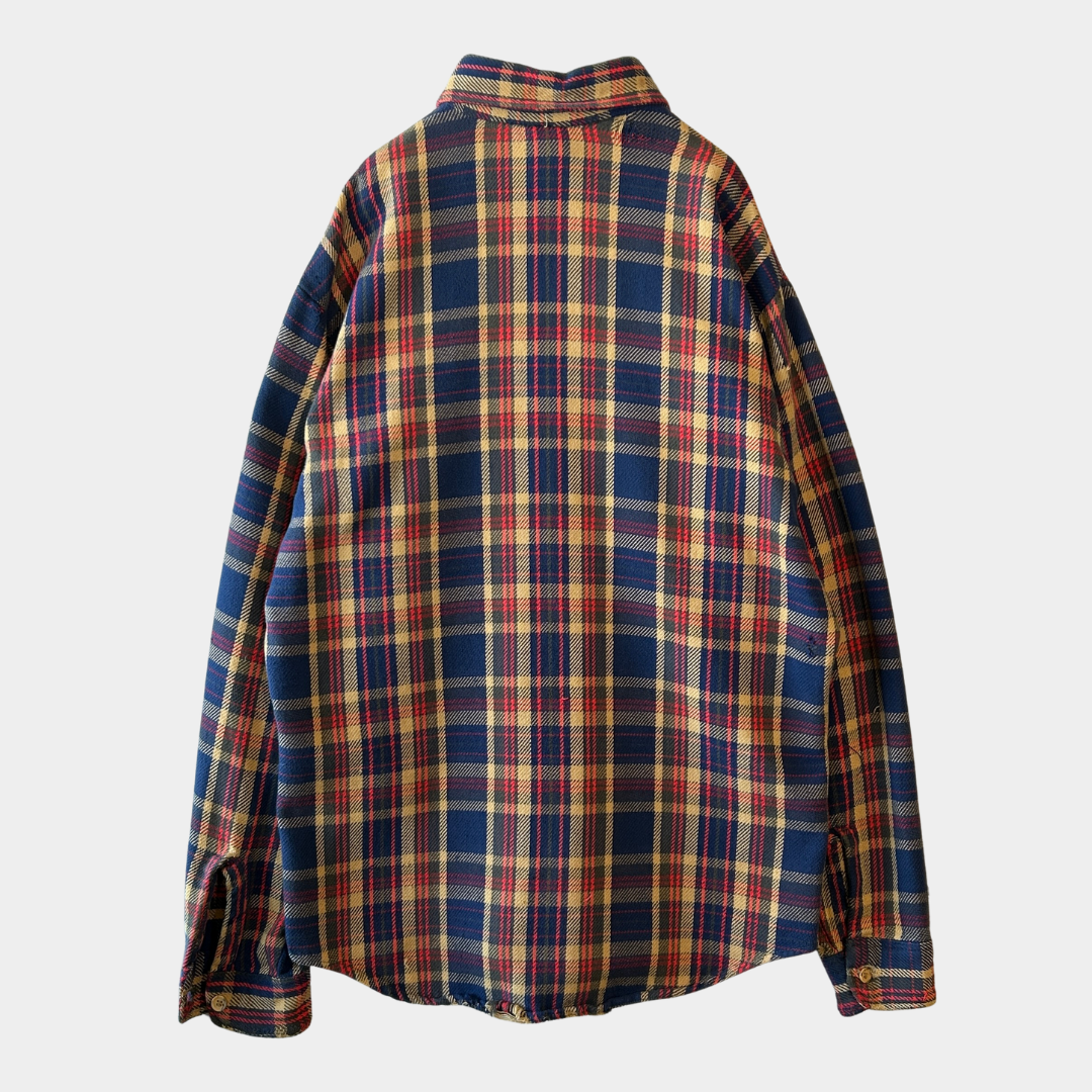 70's BIG MAC ビッグマック 単色タグ ネルシャツ 襤褸 ベージュ/ネイビー(M)/A8083SH-SO