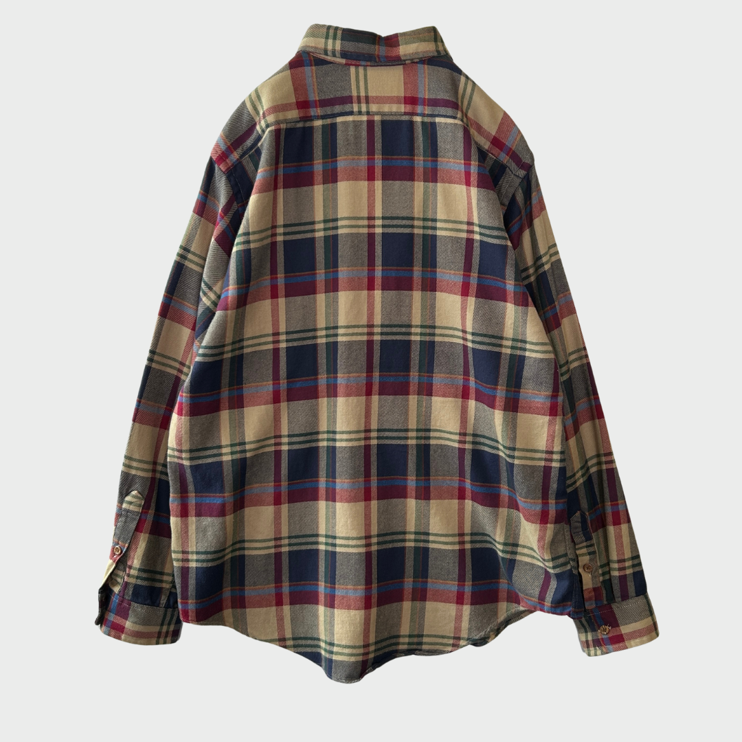 90's  LOBO by Pendleton  タータンチェック ネルシャツ ベージュ、ネイビー、ワインレッド L /A6344SH-SO