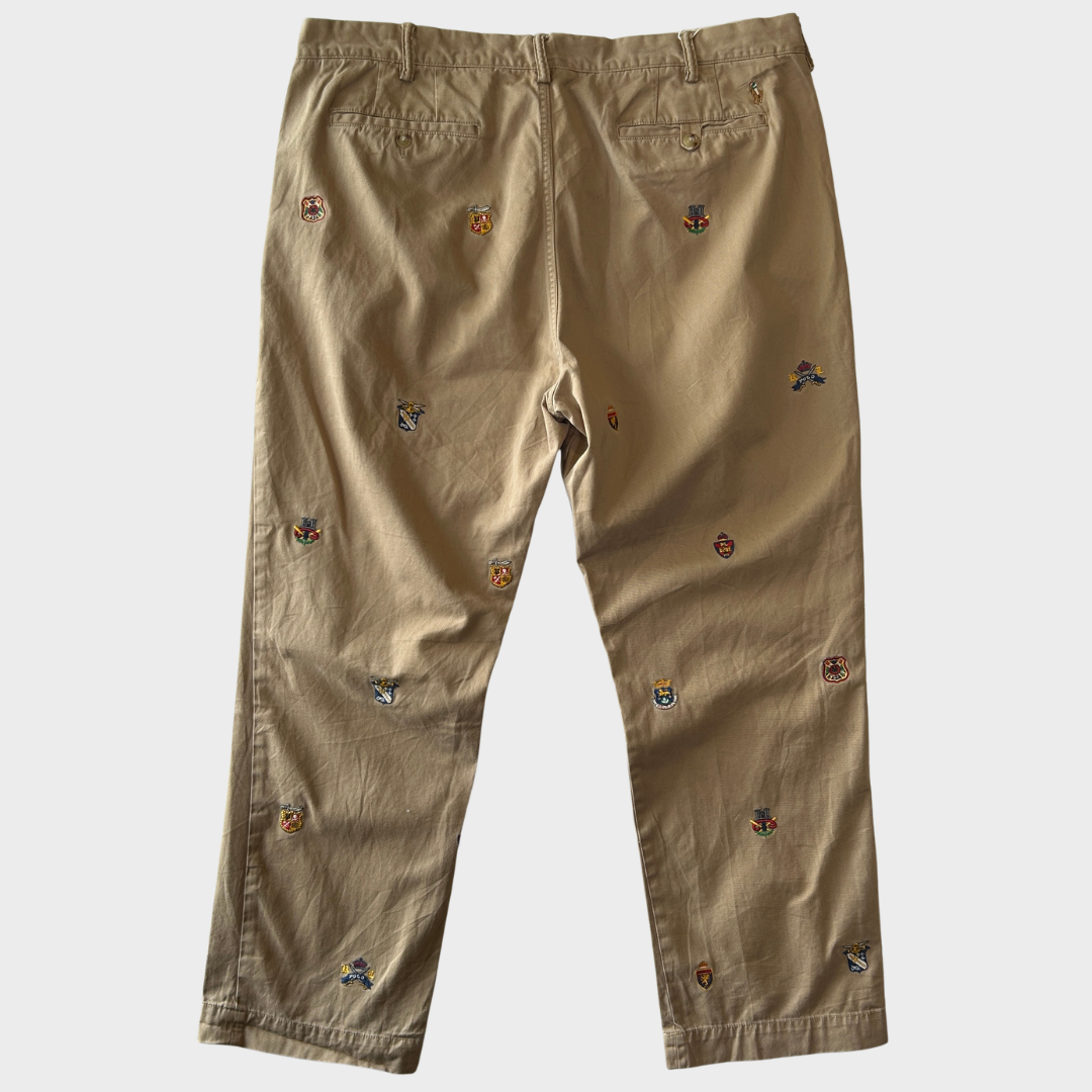 00's Polo Ralph Lauren ラルフローレン Classic fit 刺繍入りポロチノ チノパン ベージュ(40×30)/B3087P-SO