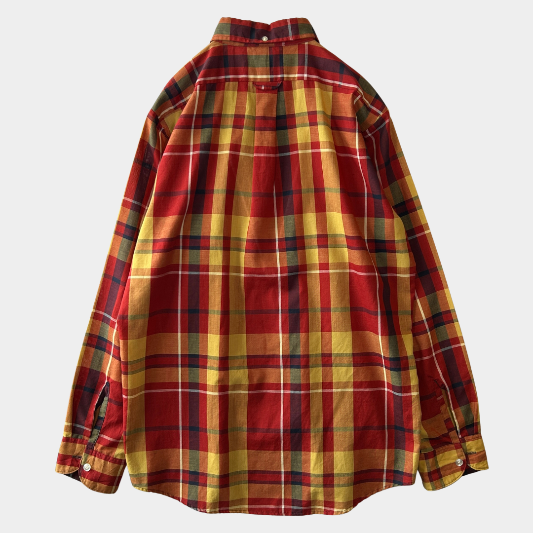 70's Sears Perma Prest シアーズ ボタンダウンチェックシャツ (M)/6708SH-SO
