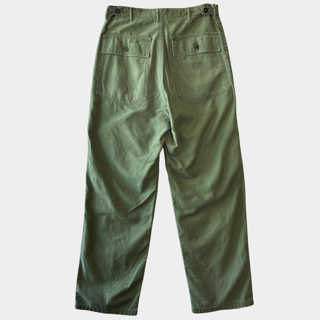 60's U.S.ARMY OG-107 Utility Pants ベイカーパンツ サイドアジャスター 平ボタン(Medium)/C1448P-SO