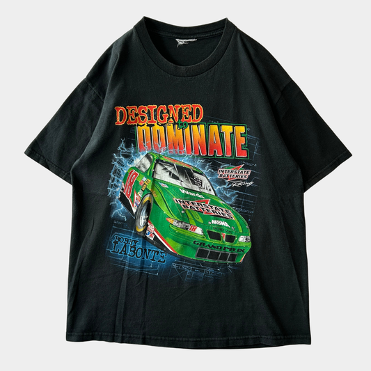 90's Chase Authentics Nascar ナスカー ボビー・ラボンテ Tシャツ 黒 レーシングカー (L)/A7580T-SO
