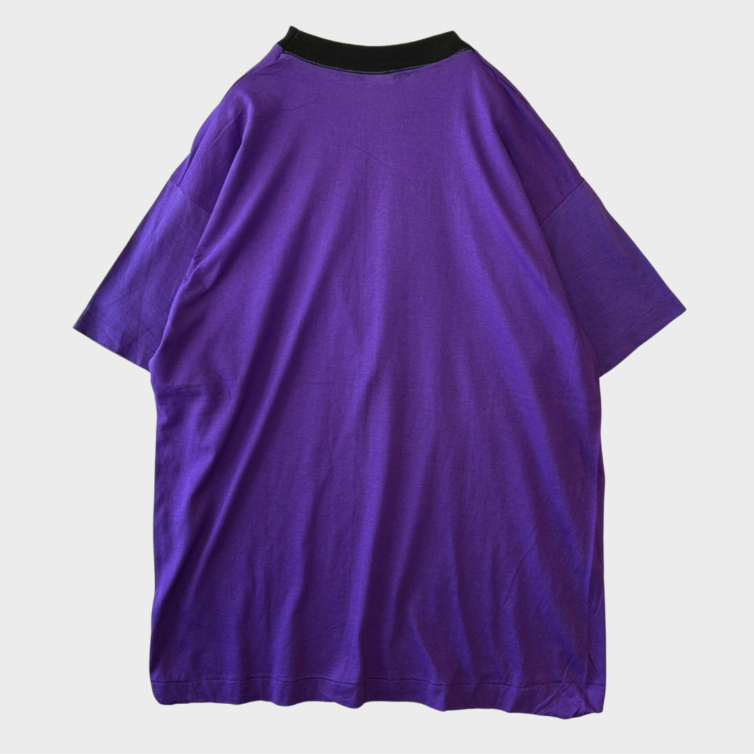 90's Fruit of the room 黒ネックTシャツ パープル (XL)/B3722T-SO