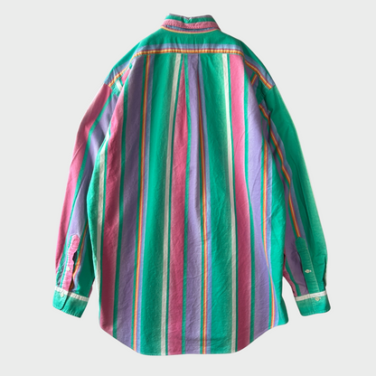 00's Ralph Lauren ラルフローレン コットンマルチストライプシャツ(M)/B1551S-SO