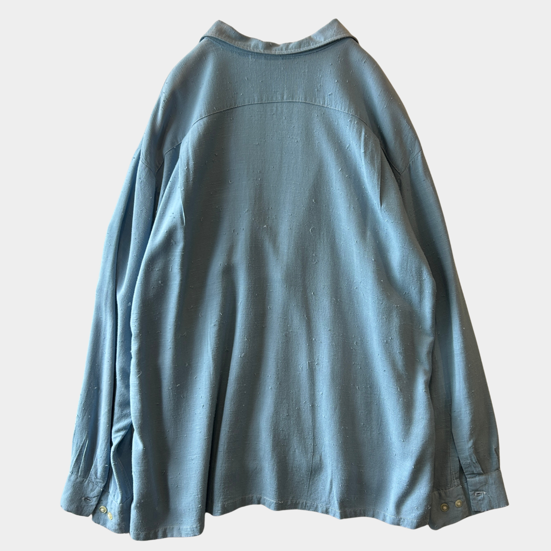 60's Sears シアーズ レーヨンシャツ ネップ　オープンカラー ブルー (XL)/C5508SH-SH